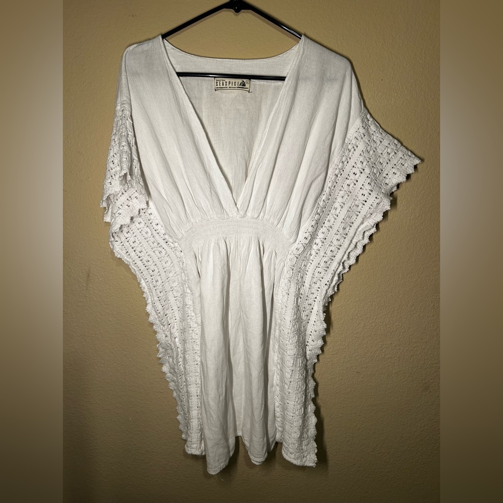 100% cotton Seaspice White Peruvian Cotton Swimsuit Coverup Dress